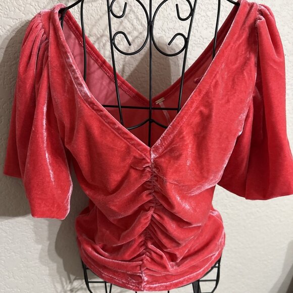 Free People Bridgette Velvet Top Smokey Wings Size Large Babydoll MSRP $128 - Picture 3 of 11